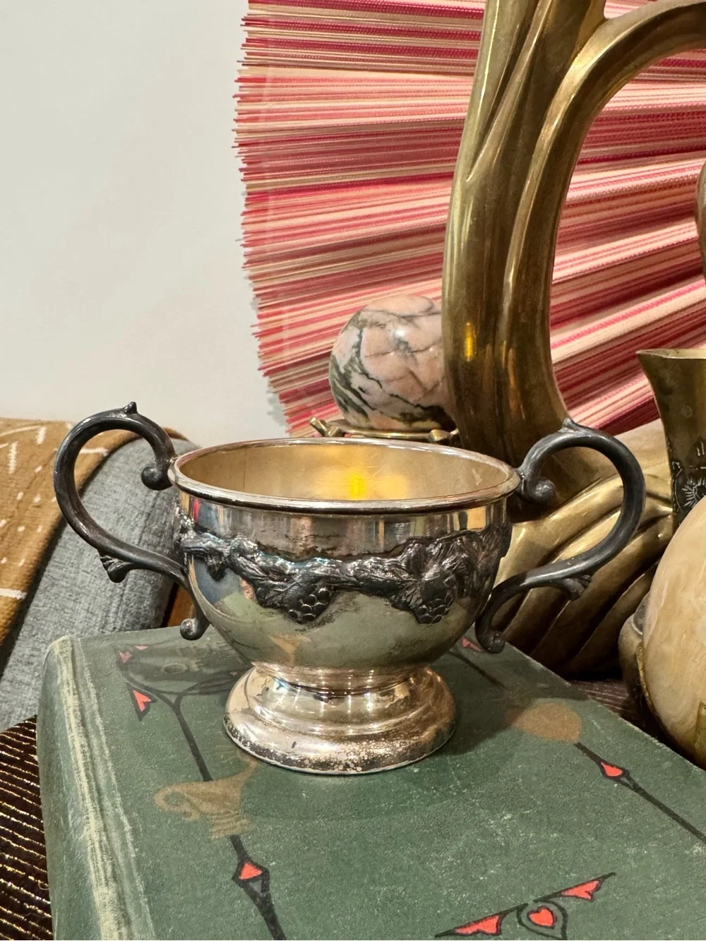Antique silver plate grape design sugar bowl candle holder - Picture 6 of 10